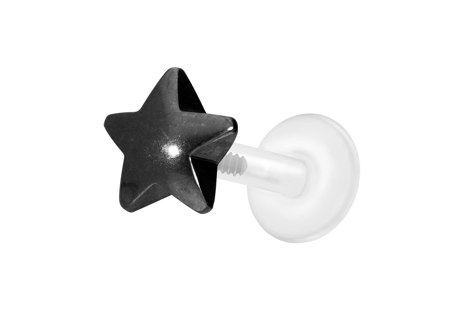 PTFE Labret Piercing mit Innengewinde + Titan-Aufsatz STERN